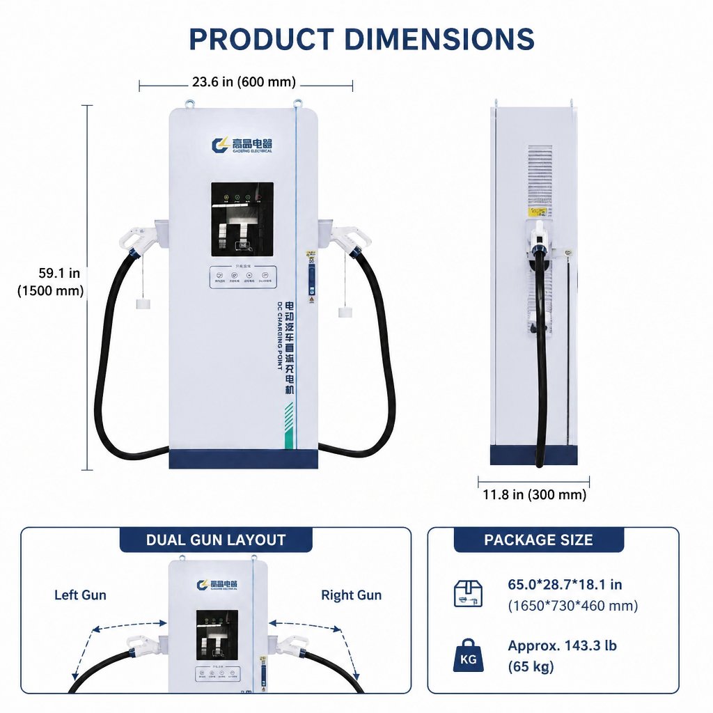 160kW Dual-Gun DC Fast Charger Dimension Drawings 1