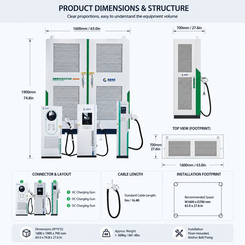 480kW Flexible Group EV Charging System Dimension Drawings 1