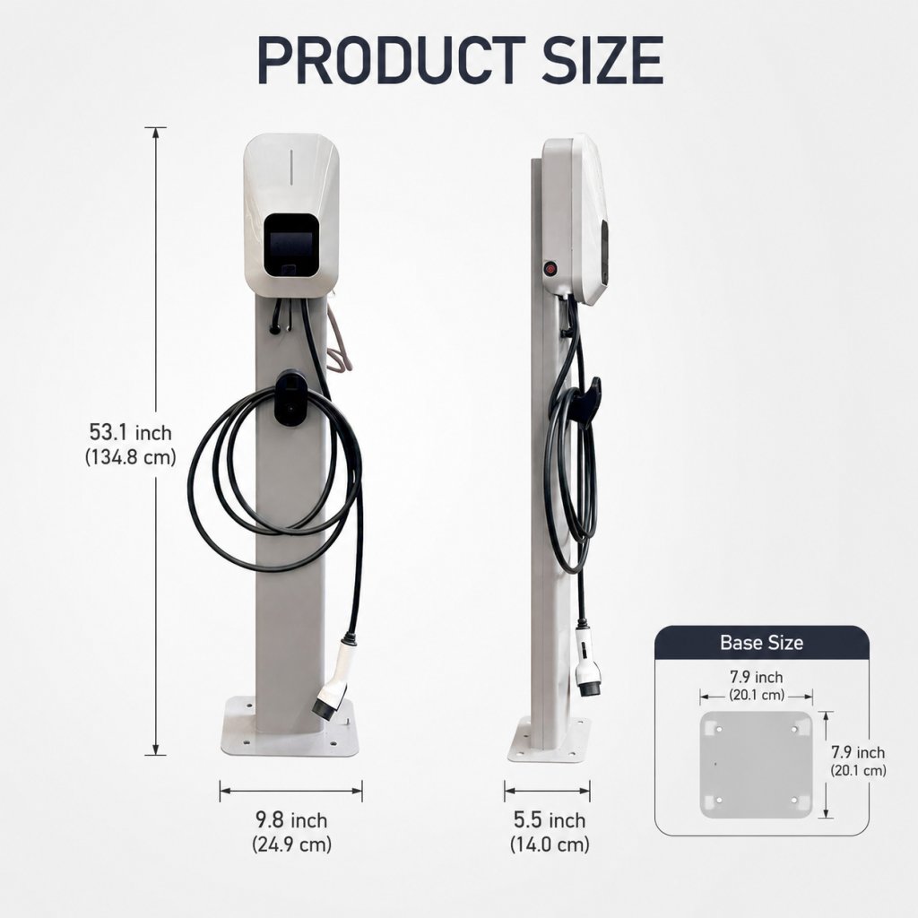 7kW Single-Gun AC EV Charger Dimension Drawings 1